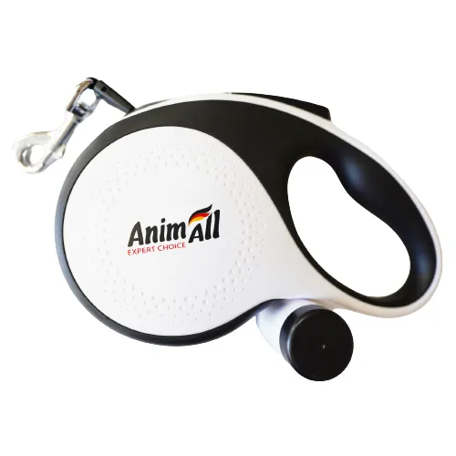 AnimAll Рулетка-поводок с диспенсером М до 30 кг/5 метров, белая