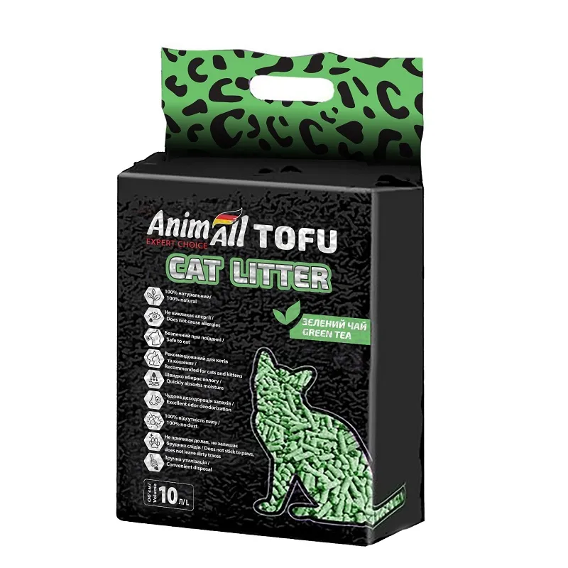 AnimAll Tofu Green Tea соевый наполнитель с ароматом зеленого чая, для кошек, 10 литров (4,66 кг)
