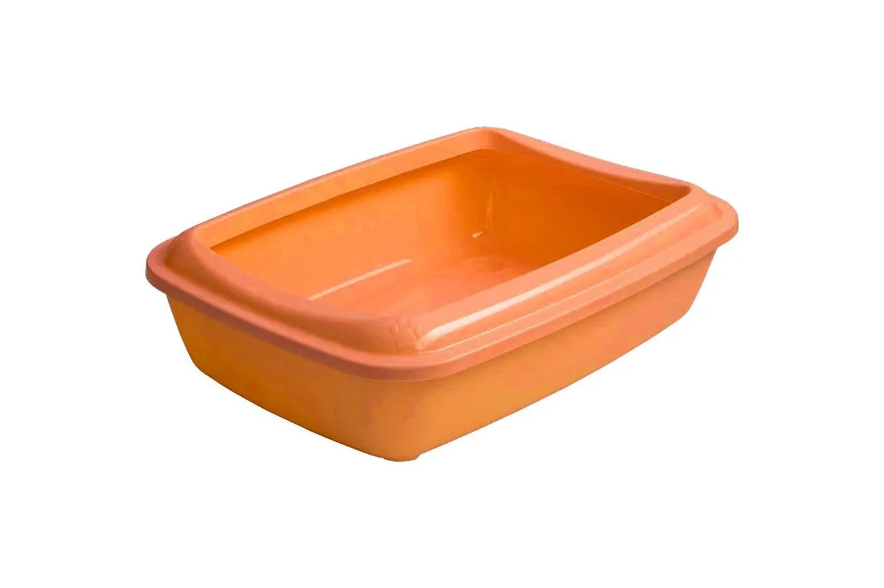AnimAll туалет под наполнитель для кошек, с лопаткой, оранжевый, 50×37×13.5 см