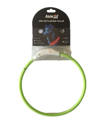 AnimAll USB LED Flashing Collar ошейник, светящийся для собак с водоотталкивающим покрытием (цвет: зеленый; длина: 50 см; размер: M)