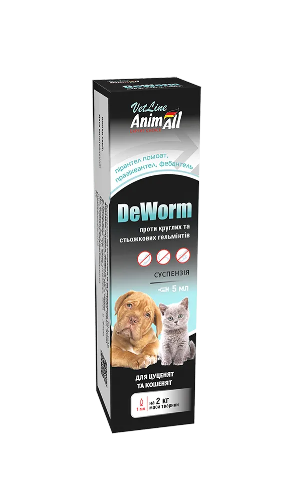 AnimAll VetLine DeWorm суспензия антигельминтный препарат для щенков и котят, 5 мл