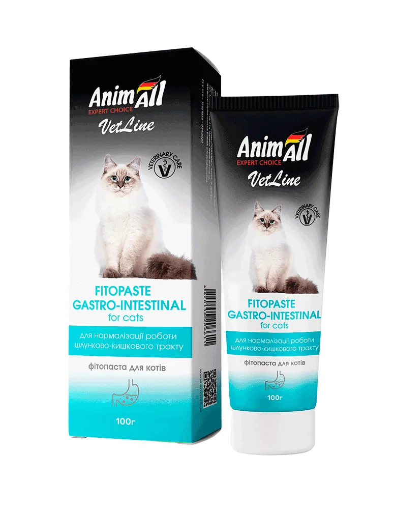 AnimAll VetLine Gastrointestinal фитопаста для нормализации работы желудочно-кишечного тракта у кошек, 100 г
