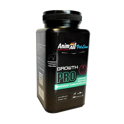 AnimAll VetLine Growth PRO вітаміни для великих порід собак  2 г × 250 табл
