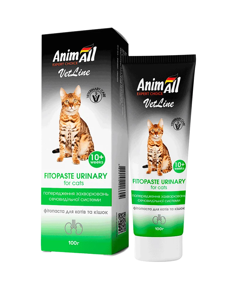 AnimAll VetLine Urinary фитопаста для предупреждения заболеваний мочевыделительной системы у кошек, 100 г