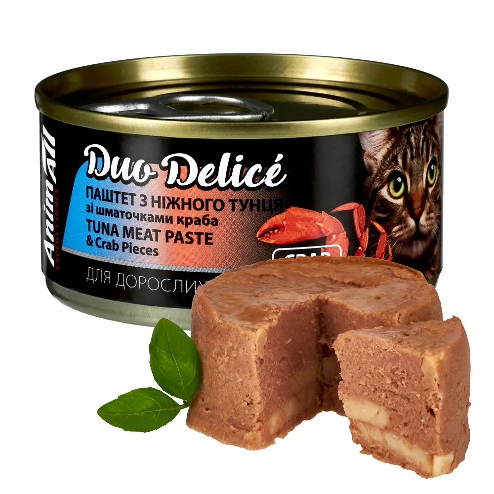 AnimAll влажный корм для кошек Duo Delice Паштет из тунца и кусочками краба - 80 г