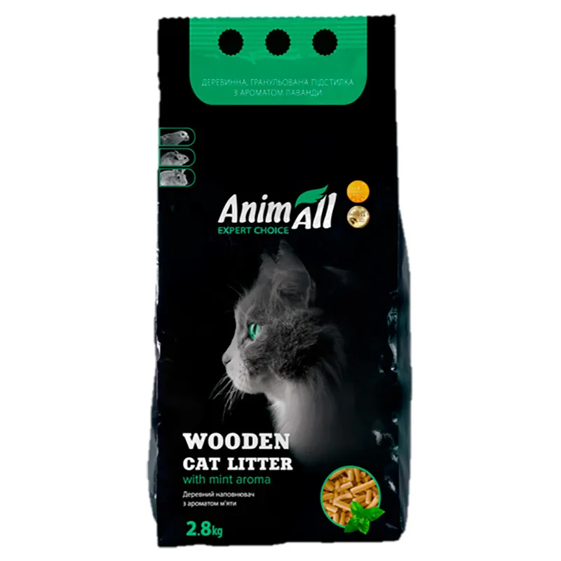 AnimAll древесный наполнитель с ароматом мяты, для кошек, 2,8 кг