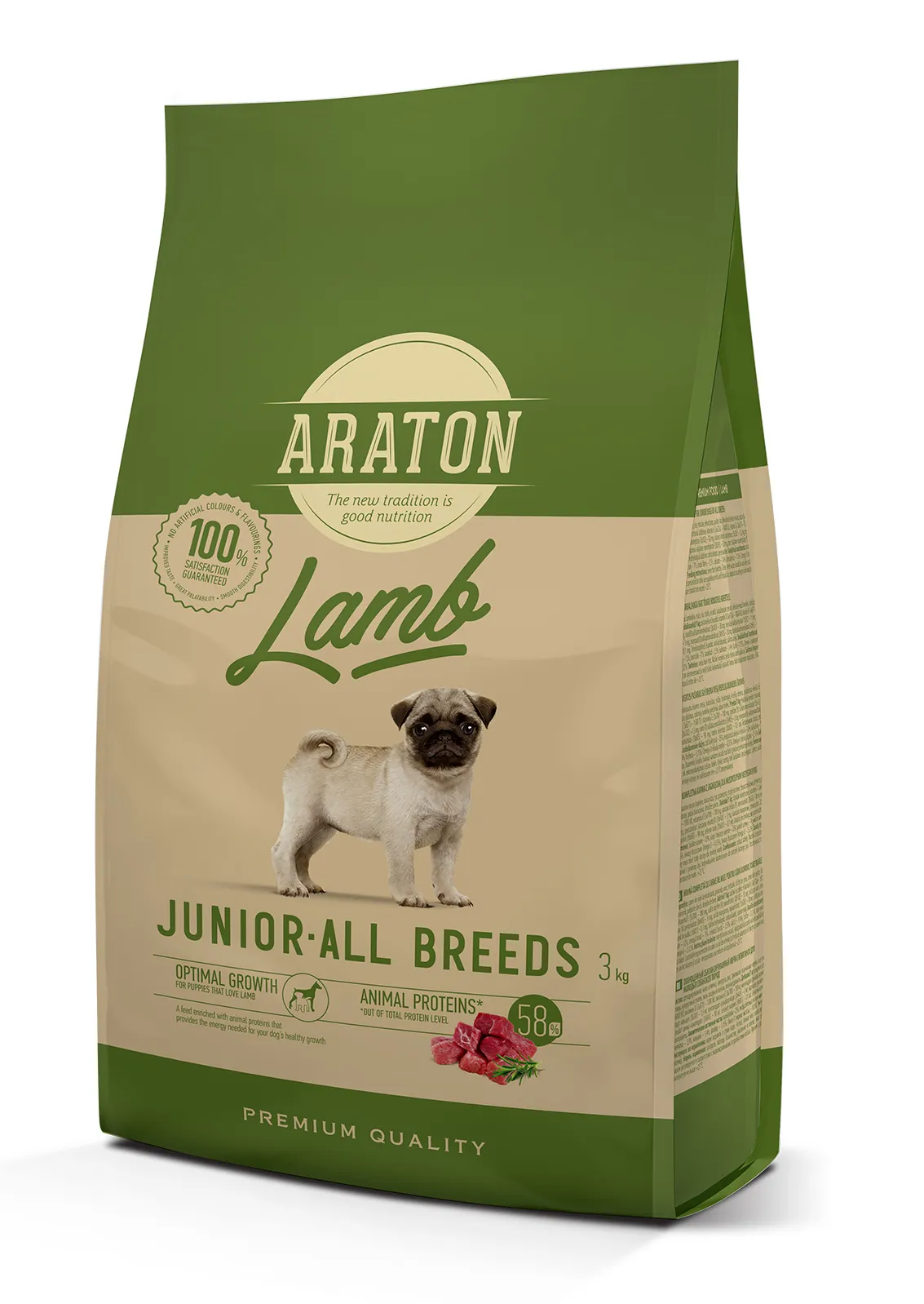 Araton Junior All Breeds Lamb сухой корм для молодых собак с ягнятиной и рисом - 3 кг