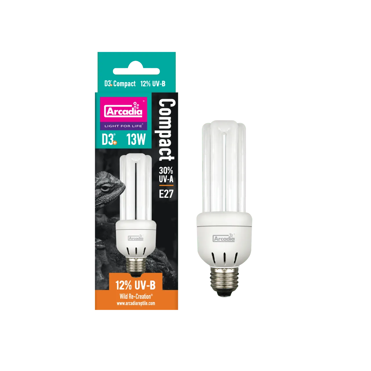 ARCADIA MINI TRIPLE U D3+ 12% SCREW IN COMPACT 13 W ультрафіолетова лампа для рептилій