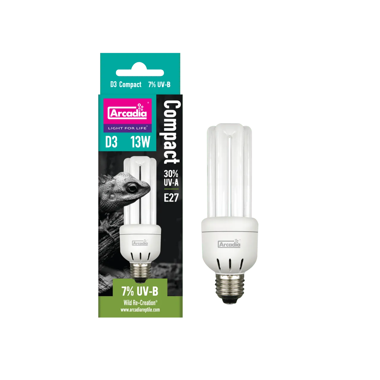 ARCADIA MINI TRIPLE U D3 7% UVB SCREW IN COMPACT 13 W ультрафіолетова лампа для рептилій