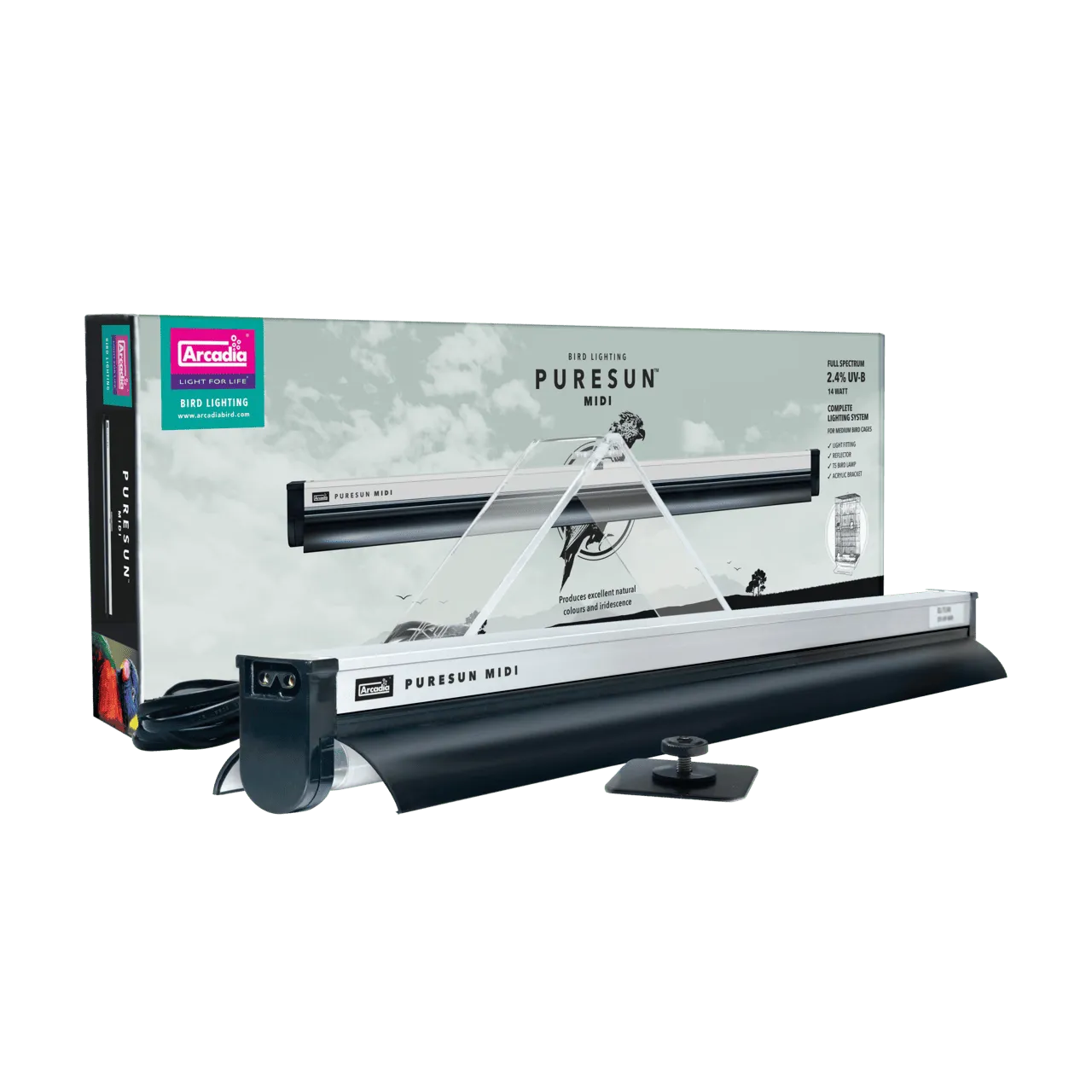 ARCADIA PURESUN BIRD LAMP KIT WITH BRACKET MIDI 14 W лампа для птиц