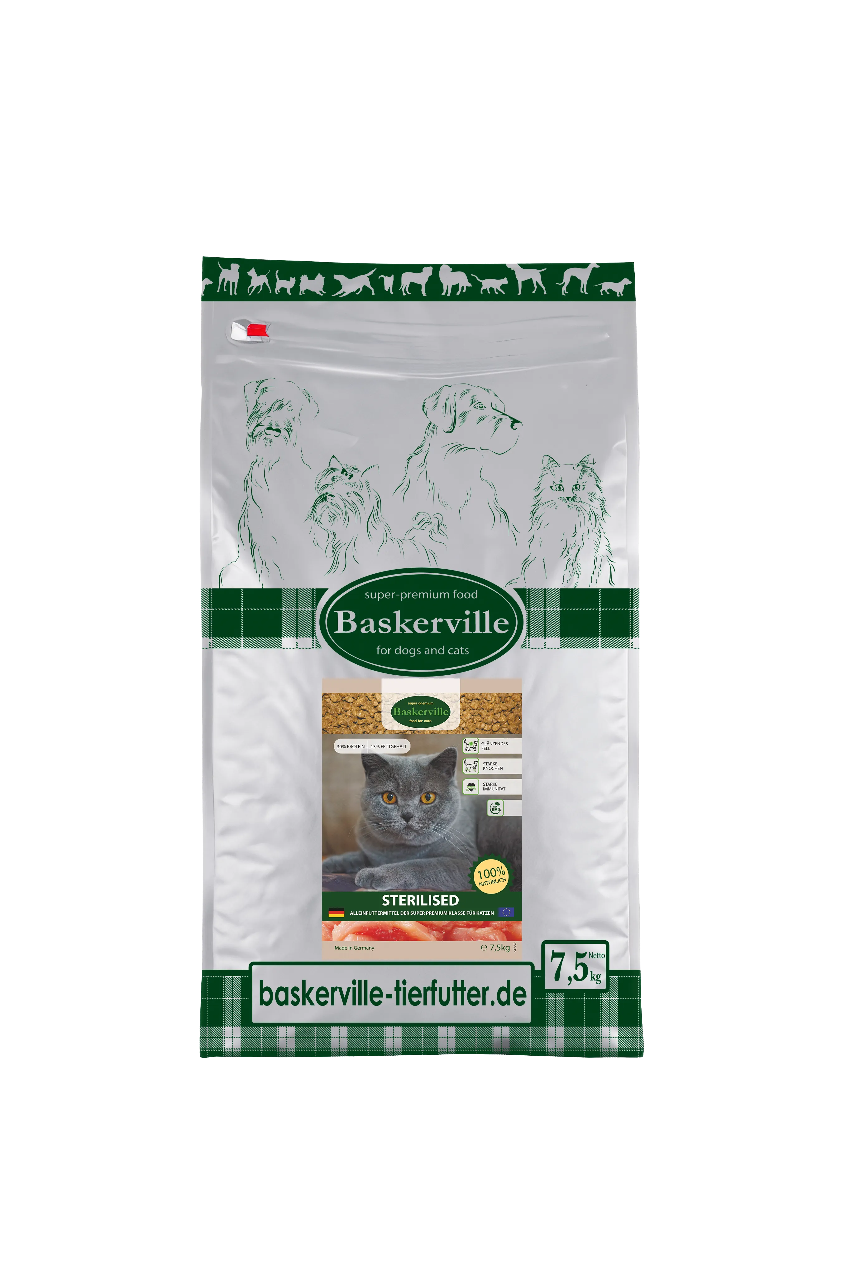 Baskerville Cat Sterilised Katze сухой корм для кошек, стерилизованный, с курицей - 7,5 кг