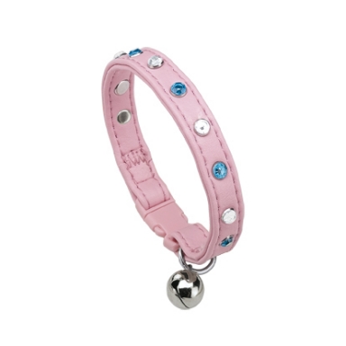 Ferplast JOY C12/25 CAT - розовый ошейник - искусственная кожа со стразами