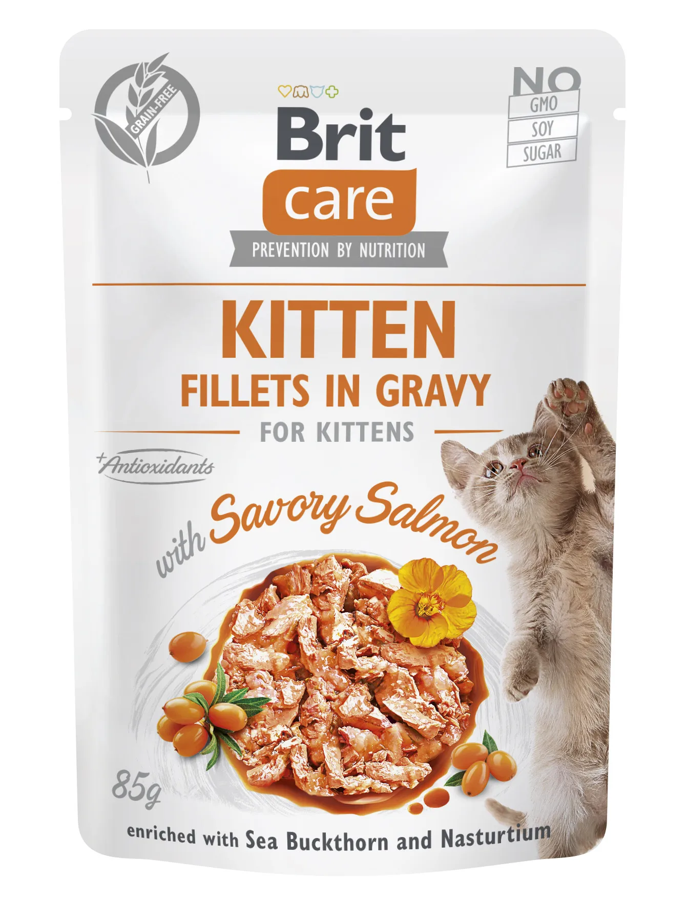 Brit Care Cat Fillets in Gravy with Savory Salmon вологий корм для кошенят з лососем (філе у соусі) - 85 г