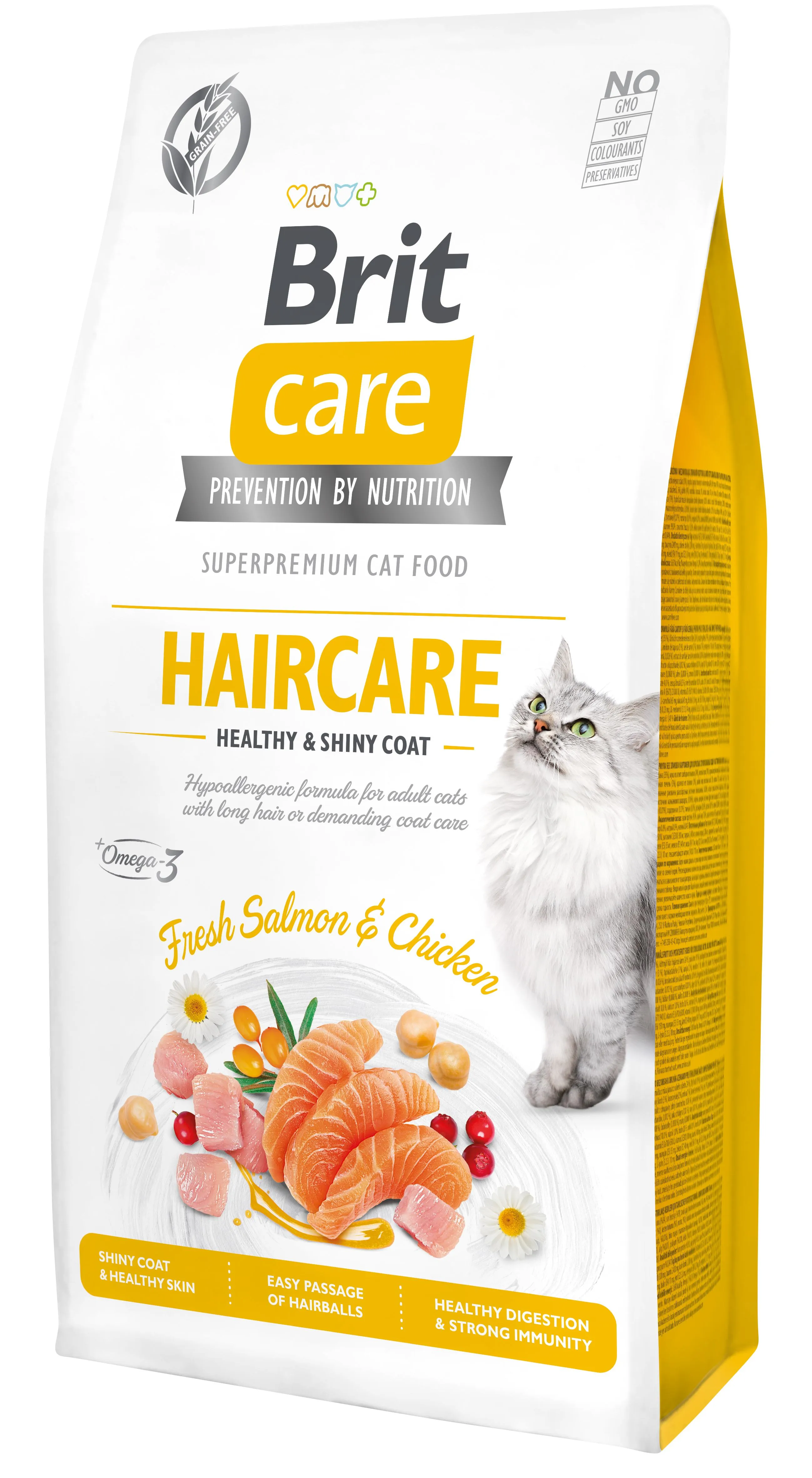 Brit Care Cat Grain Free Haircare Healthy & Shiny Coat сухой корм для кошек, уход за кожей и шерстью, лосось и курица - 7 кг
