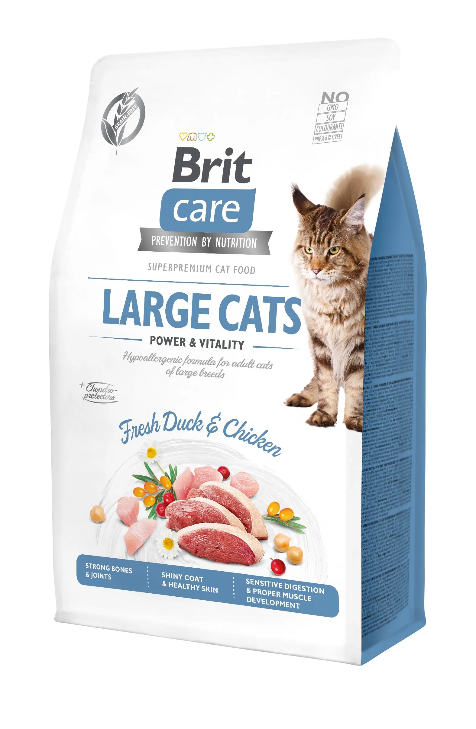 Brit Care Cat Grain Free Large Power & Vitality сухой корм для кошек больших пород, утка и курица - 400 г