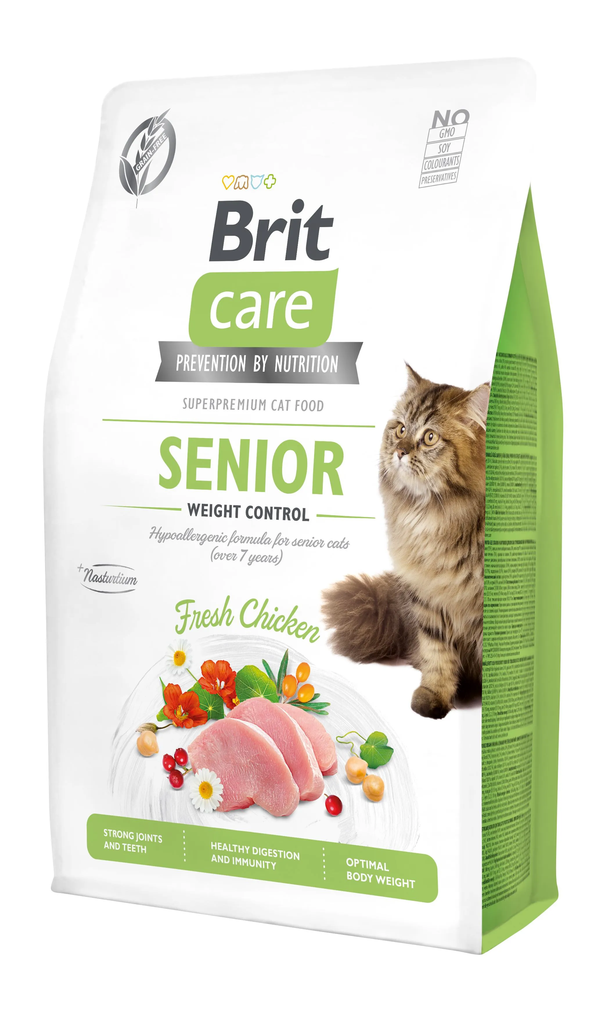 Brit Care Cat Grain Free Senior Weight Control сухой корм для пожилых кошек с избыточным весом, курица - 2 кг