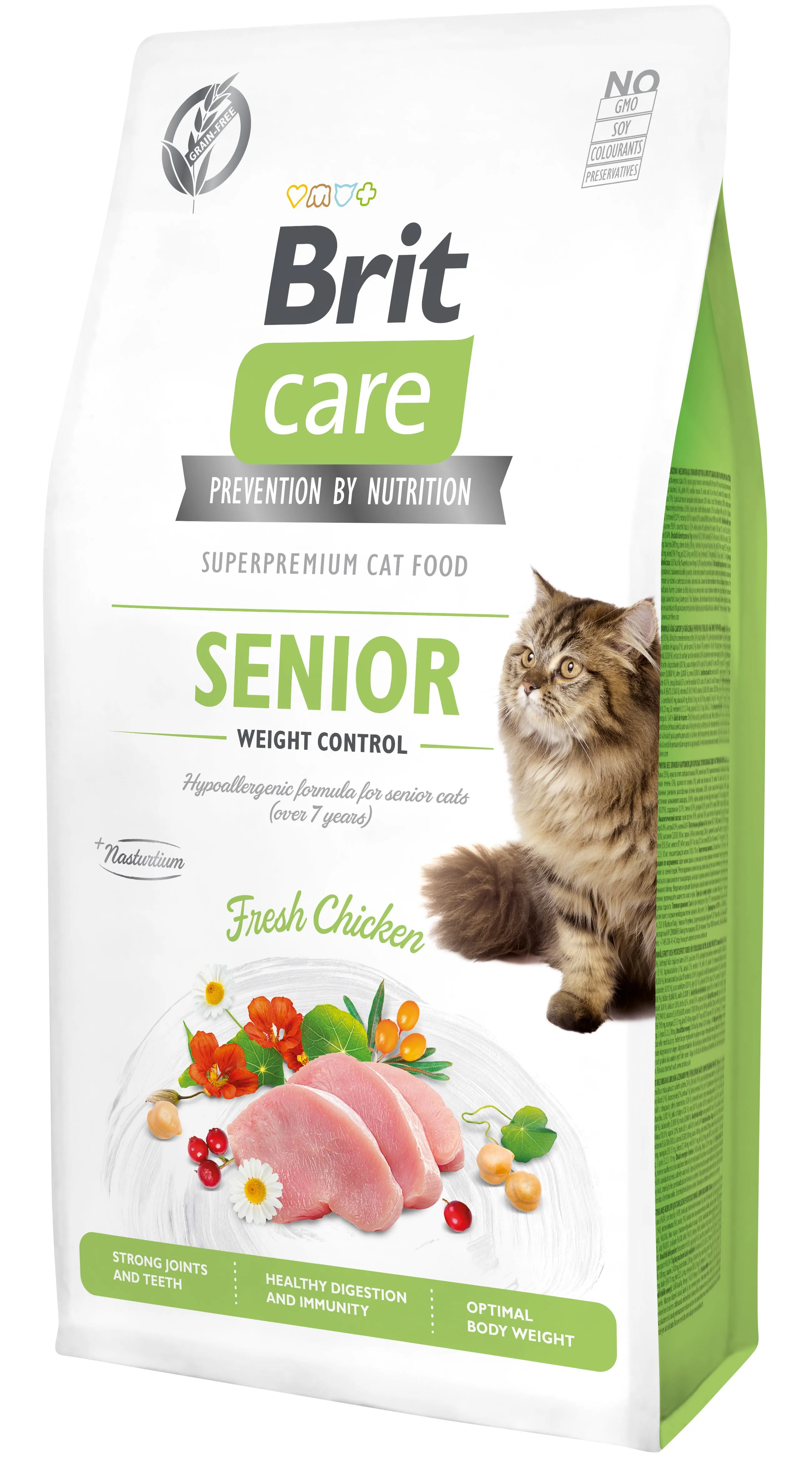 Brit Care Cat Grain Free Senior Weight Control сухой корм для пожилых кошек с избыточным весом, курица - 7 кг