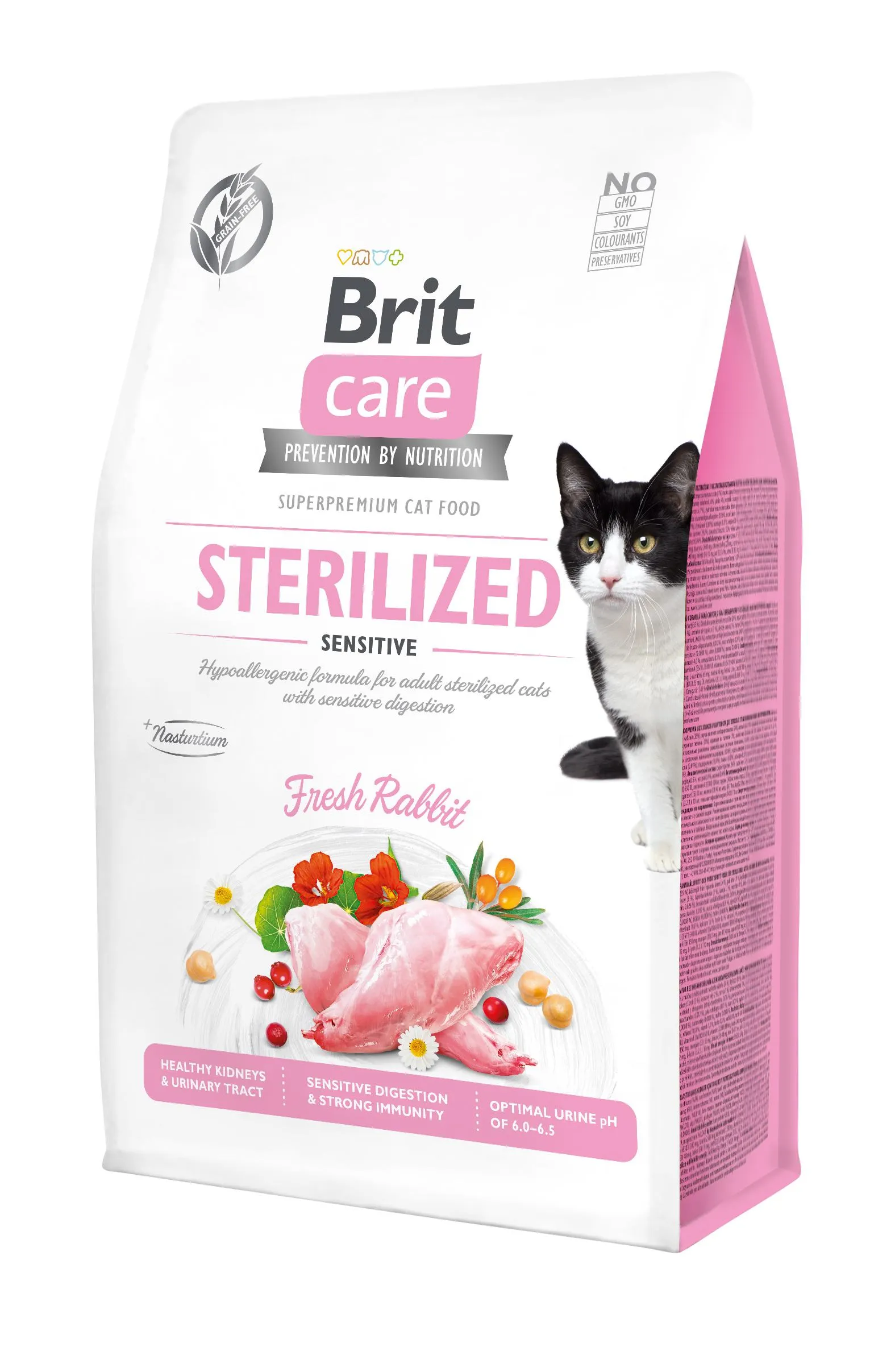 Brit Care Cat Grain Free Sterilized Sensitive беззерновой сухой корм для стерилизованных кошек с чувствительным пищеварением, с кроликом - 400 г