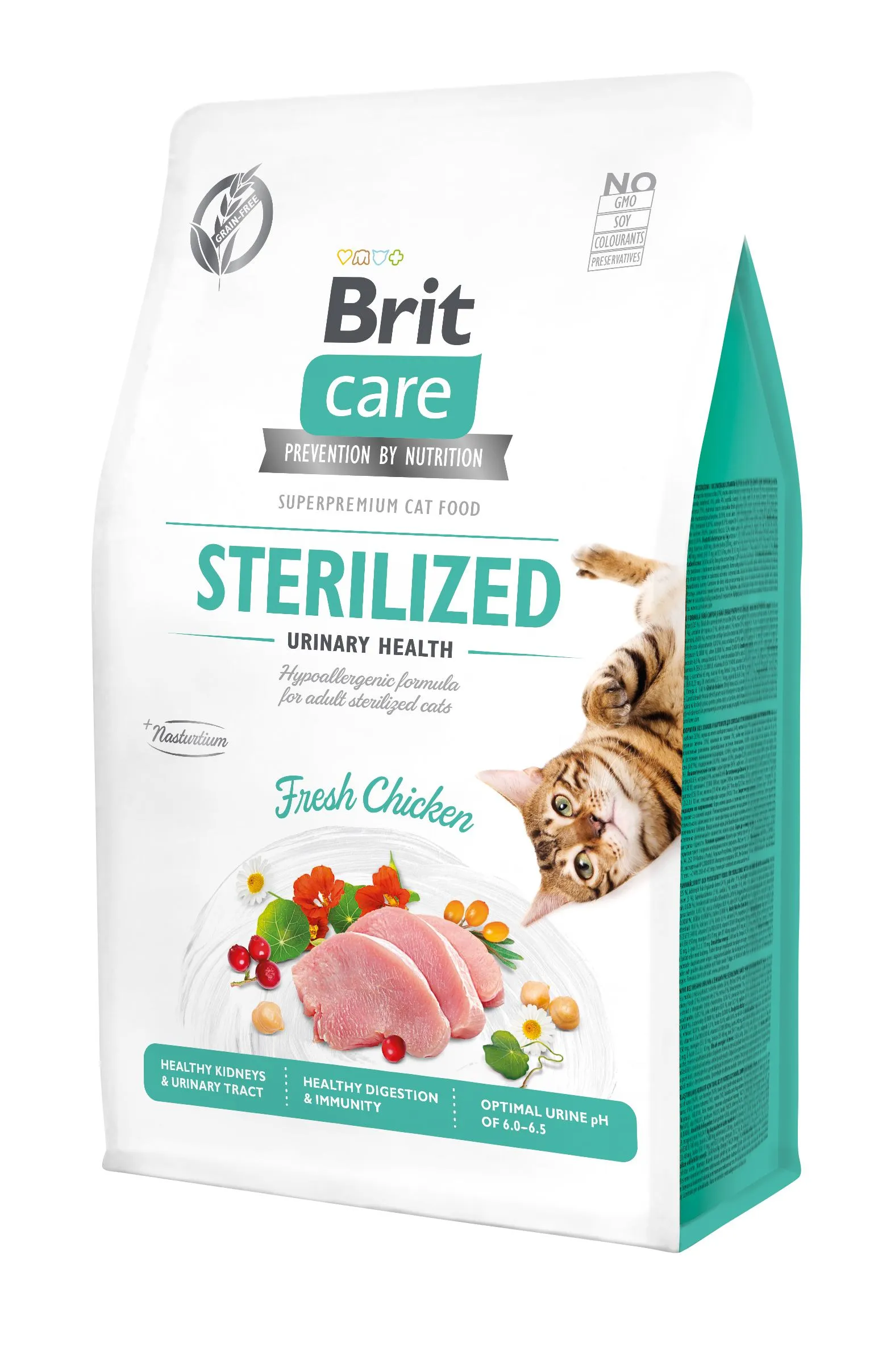 Brit Care Cat Grain Sterilized Urinary Health беззерновой сухой корм с курицей для взрослых стерилизованных кошек - 400 г