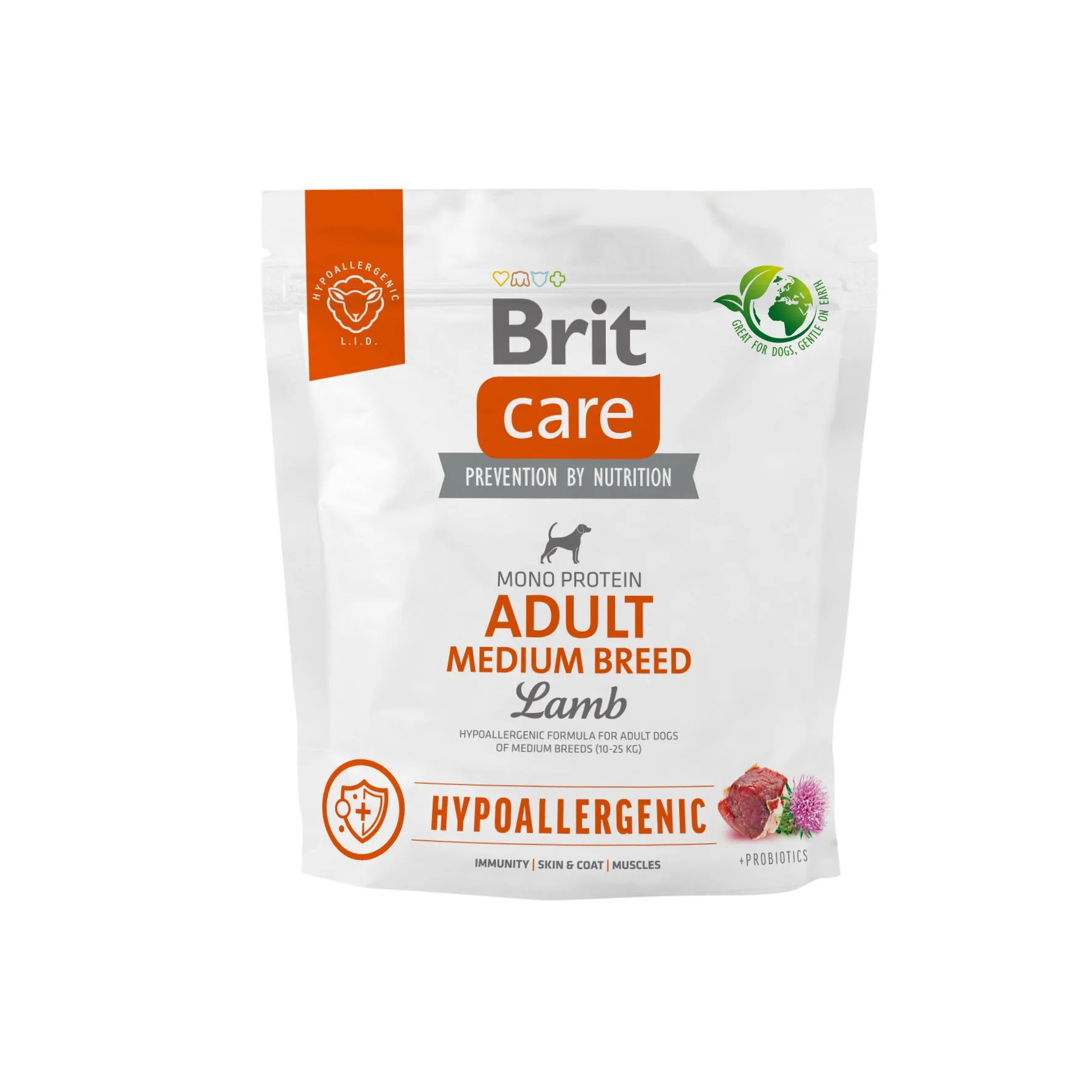 Brit Care Dog Hypoallergenic Adult Medium Breed монопротеиновый гипоаллергенный сухой корм для собак средних пород с ягненком - 1 кг