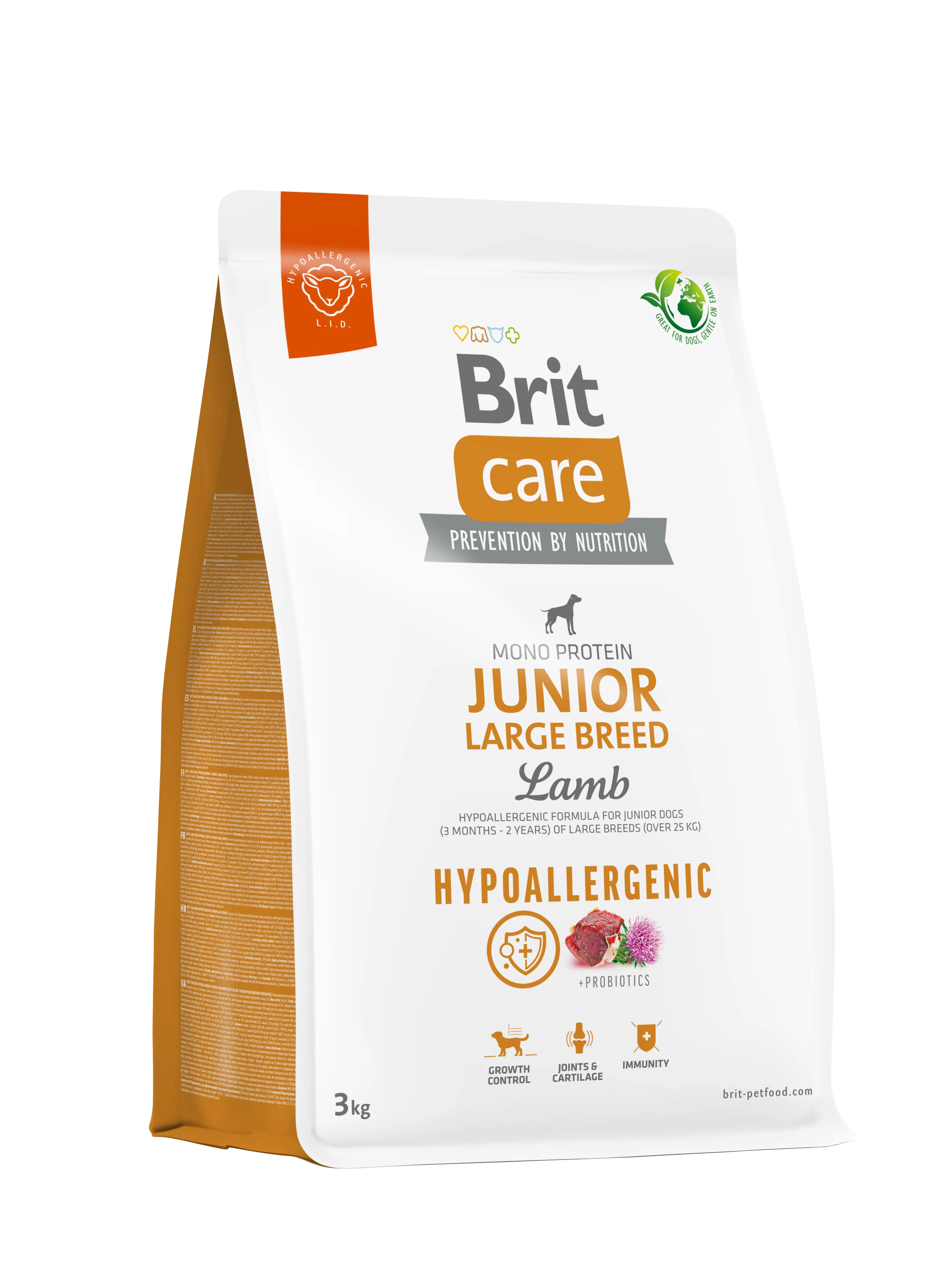 Brit Care Dog Hypoallergenic Junior Large Breed гипоаллергенный сухой корм с ягненком для молодых собак больших пород - 3 кг