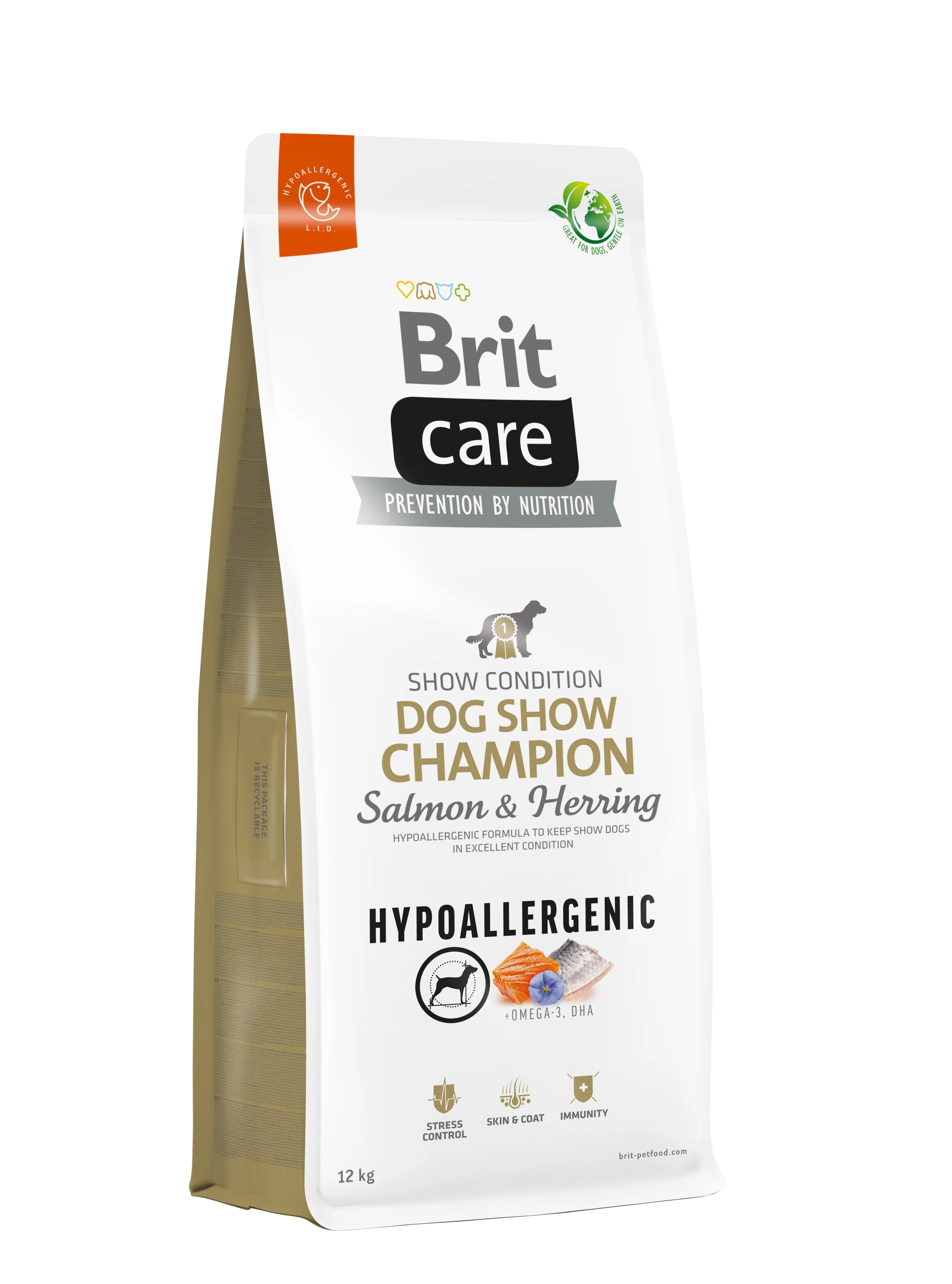 Brit Care Dog Hypoallergenic Show Champion сухой корм с лососем и сельдью для выставочных пород собак – 12 кг