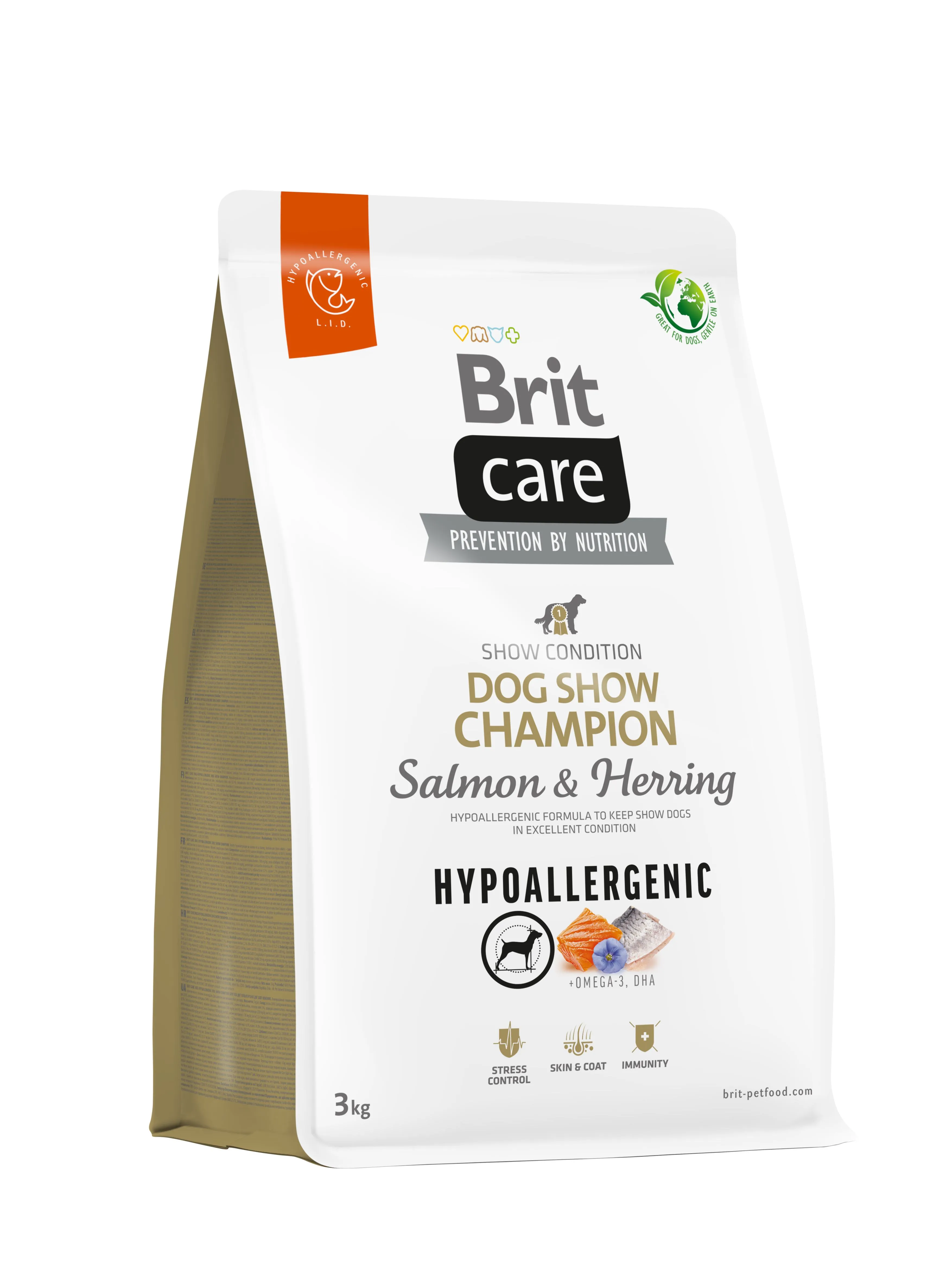 Brit Care Dog Hypoallergenic Show Champion сухой корм с лососем и сельдью для выставочных пород собак – 3 кг