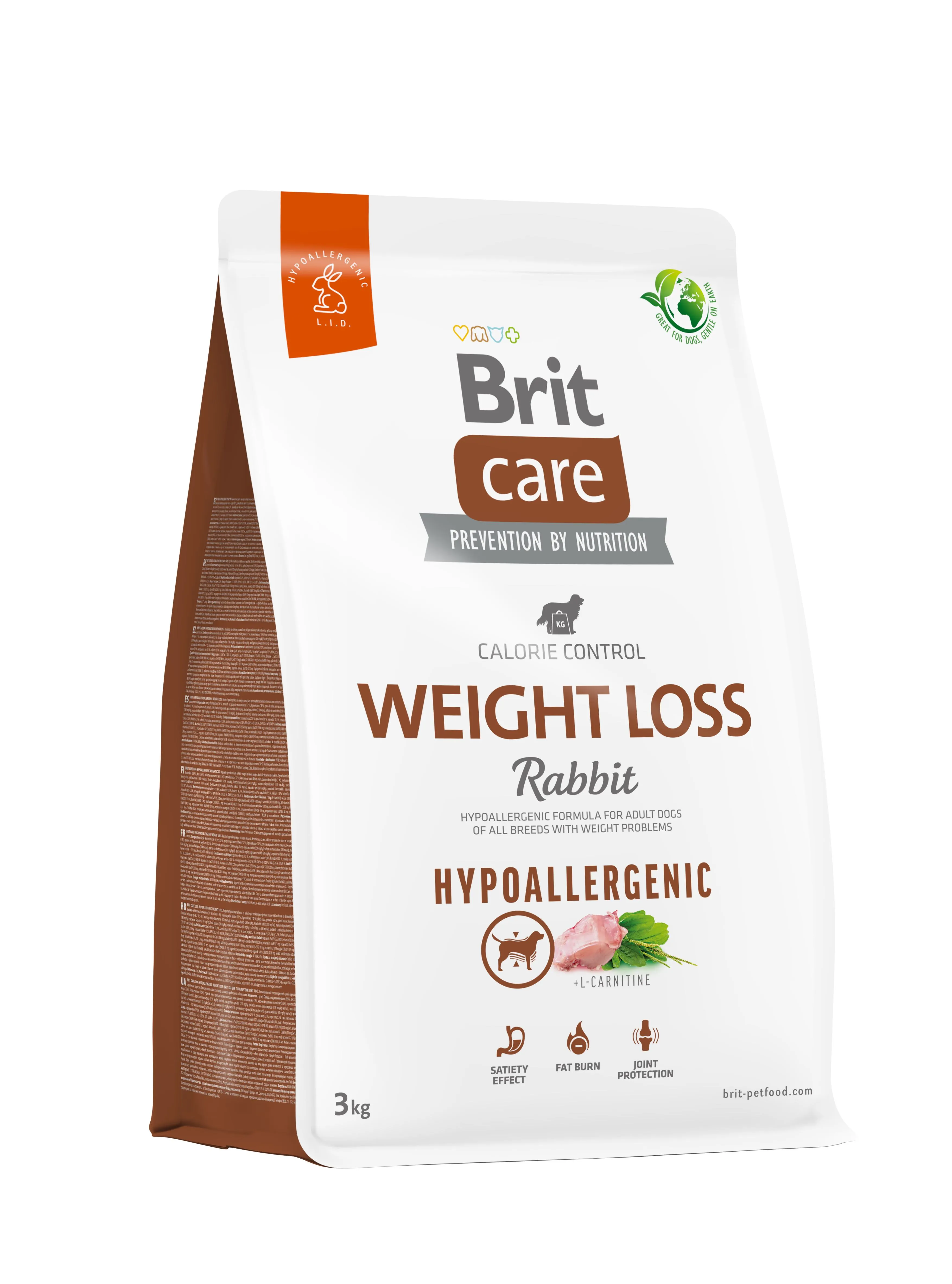 Brit Care Dog Hypoallergenic Weight Loss монопротеиновый сухой корм с кроликом для собак с лишним весом – 3 кг
