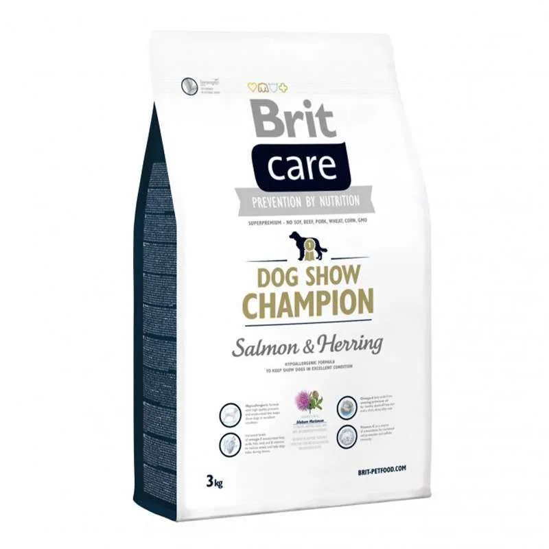 Brit Care Dog Show Champion сухой корм с лососем и селедкой для взрослых выставочных собак всех пород – 3 кг