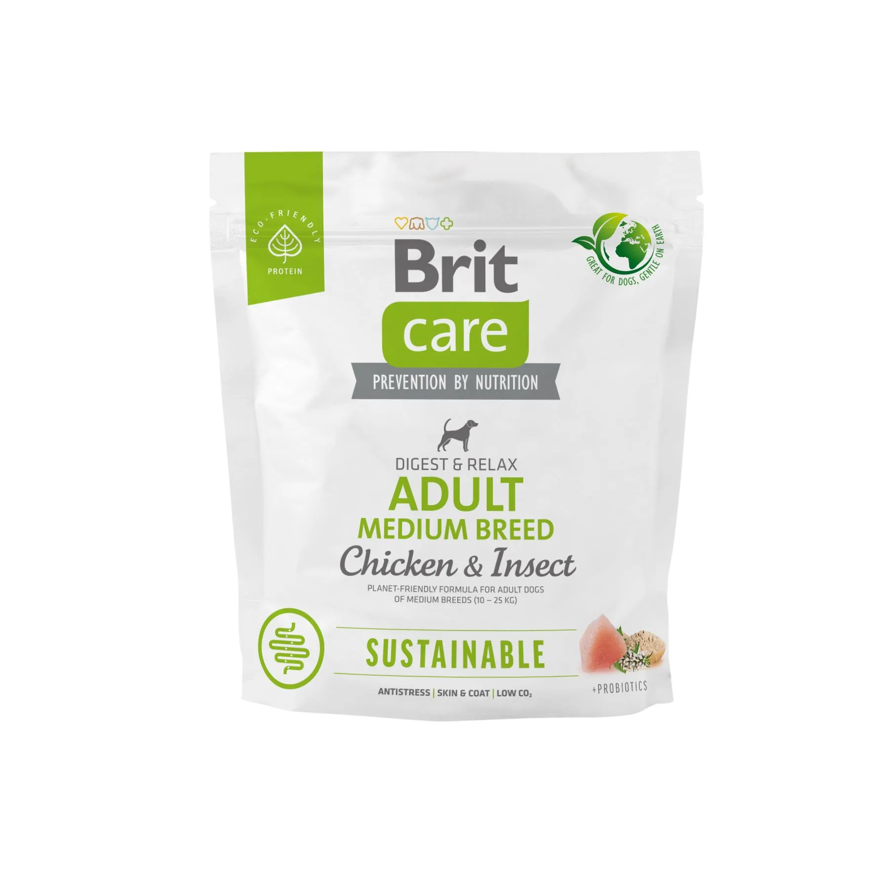 Brit Care Dog Sustainable Adult Medium Breed сухой корм с курицей и насекомыми для взрослых собак средних пород - 1 кг