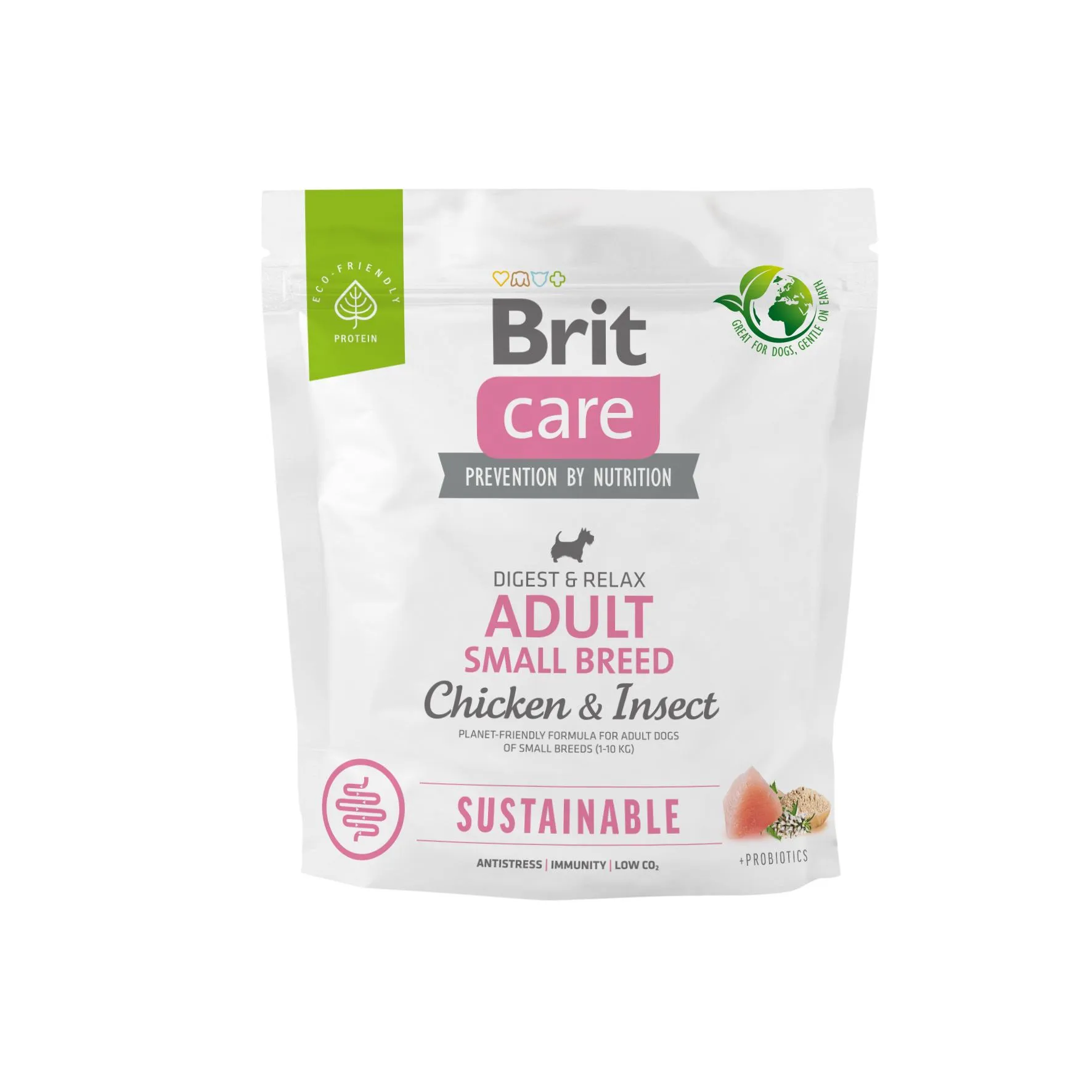 Brit Care Dog Sustainable Adult Small Breed сухой корм с курицей и насекомыми для взрослых собак мелких пород - 1 кг
