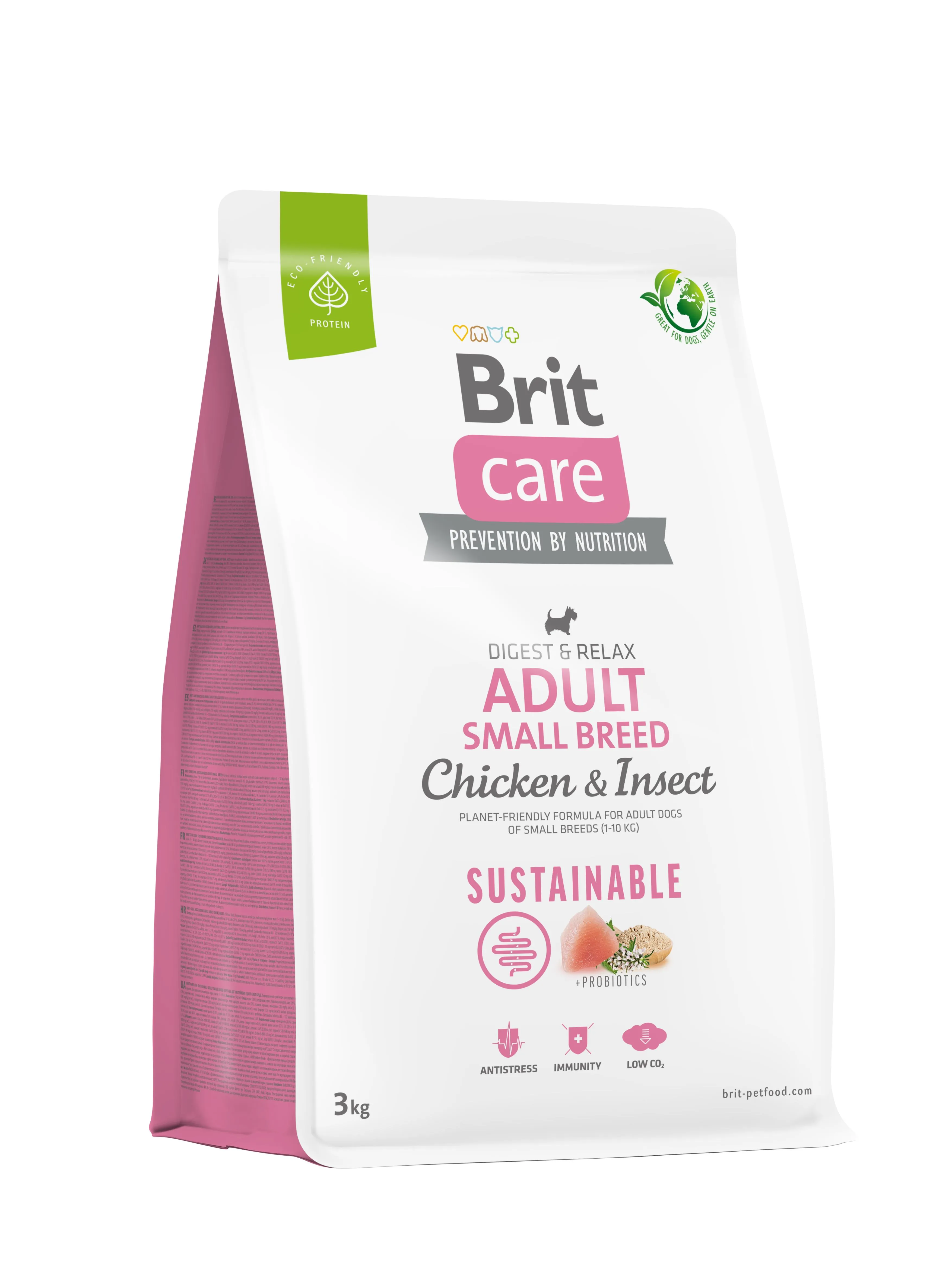 Brit Care Dog Sustainable Adult Small Breed сухой корм с курицей и насекомыми для взрослых собак мелких пород - 3 кг