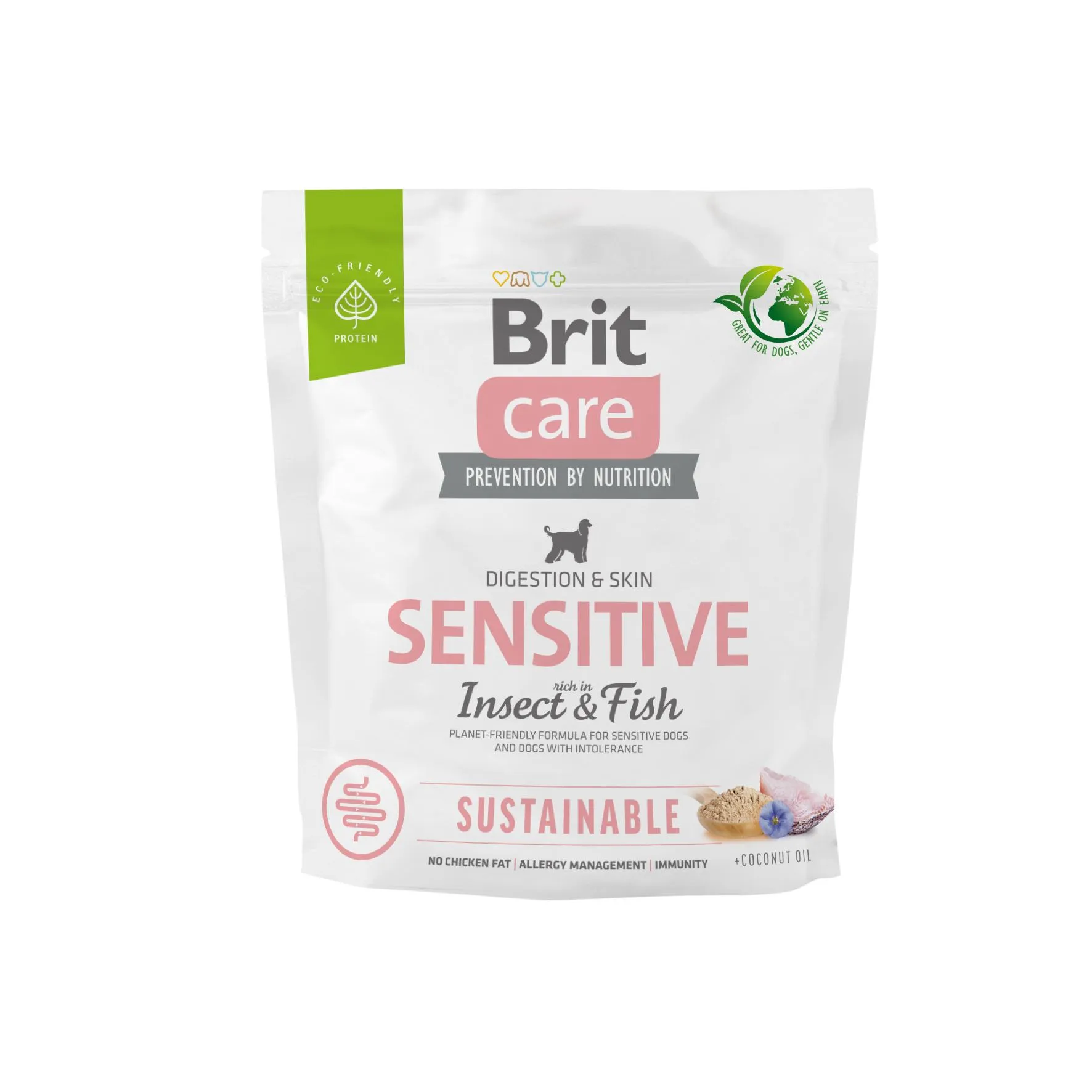 Brit Care Dog Sustainable Sensitive сухой корм с рыбой и насекомыми для собак с чувствительным пищеварением - 1 кг