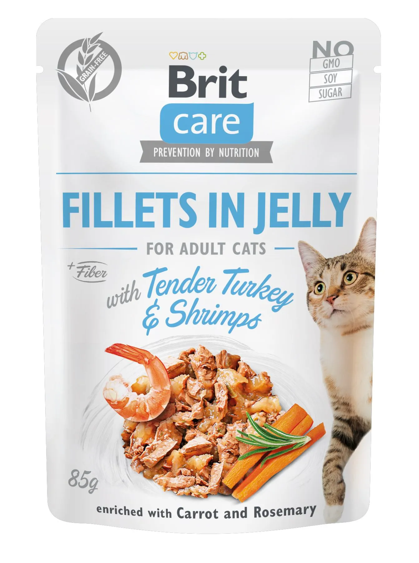 Brit Care Fillets in Jelly Тender Turkey & Shrimps влажный корм с индейкой и креветками для кошек (филе в желе) – 85 г