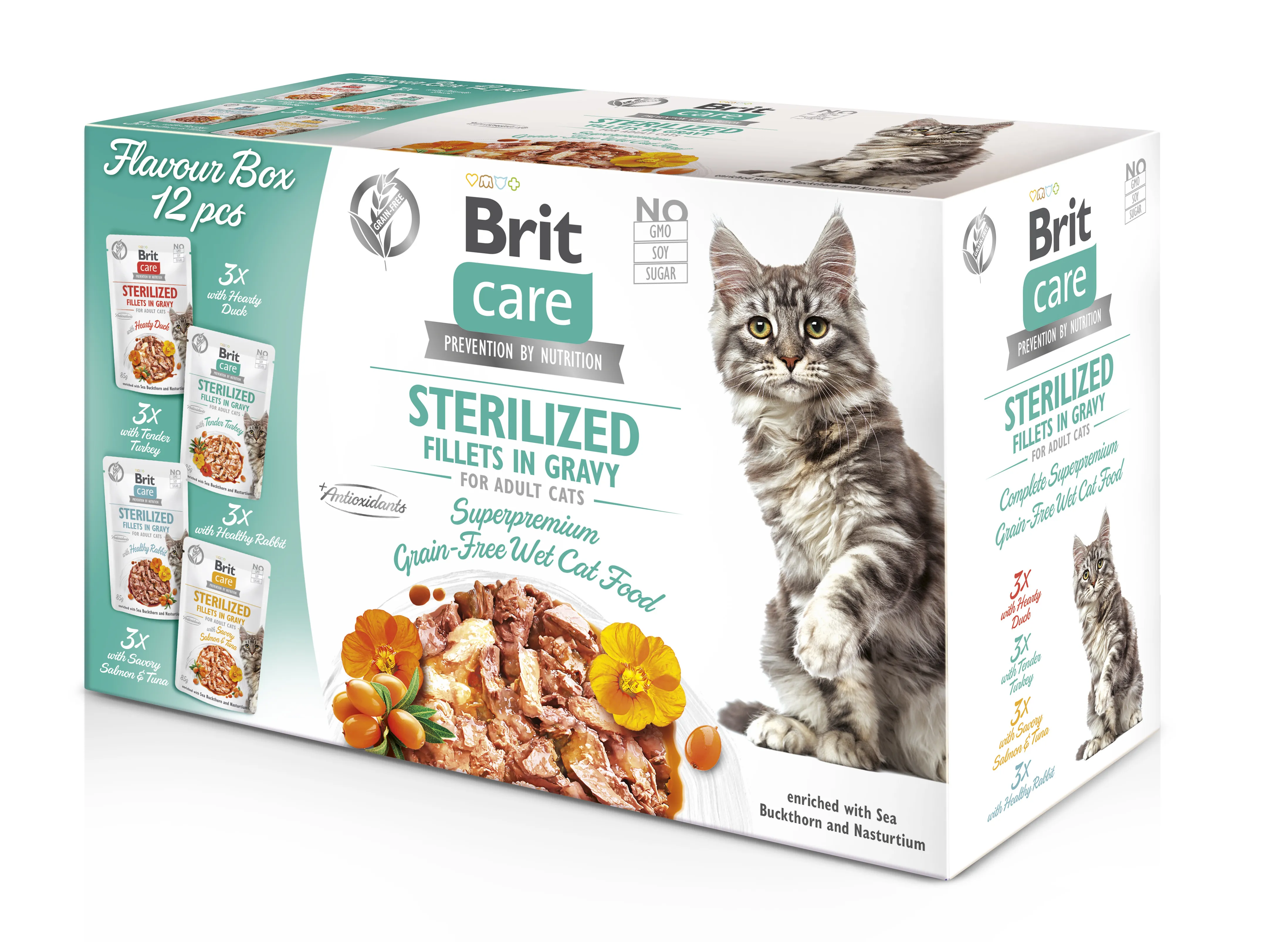 Brit Care Flavour box Sterilized вологий корм для стерилізованих котів, філе у соусі (паучів 12х85 г)