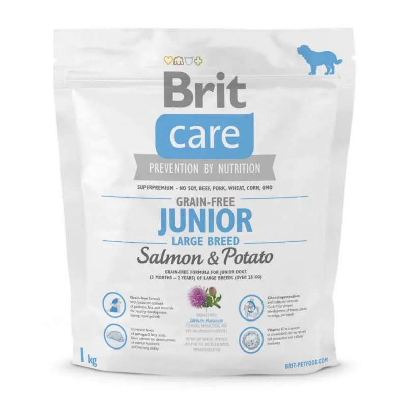 Brit Care Junior Large Breed Salmon & Potato сухой корм с лососем и картофелем для щенков и молодых собак гигантских пород – 1 кг
