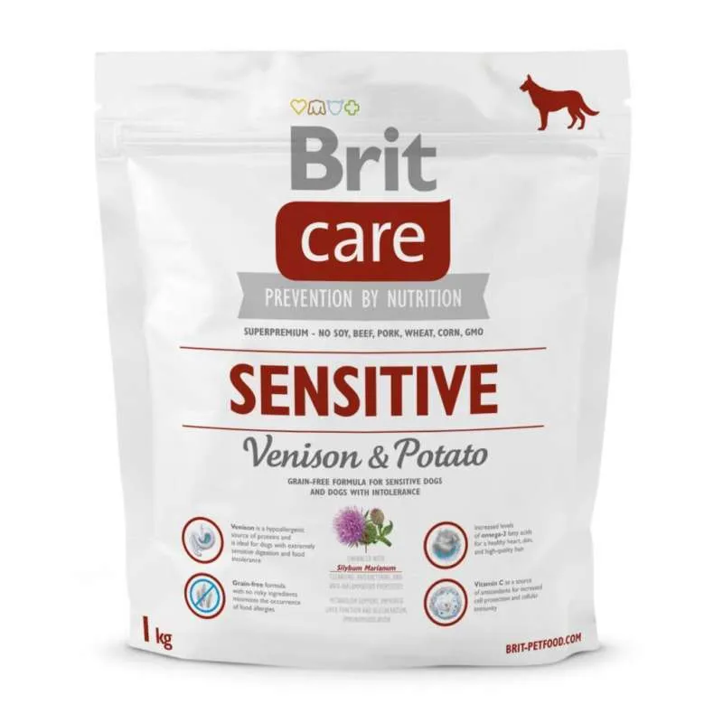 Brit Care Sensitive Venison & Potato беззерновой сухой корм с олениной и картофелем для взрослых собак с чувствительным пищеварением – 1 кг