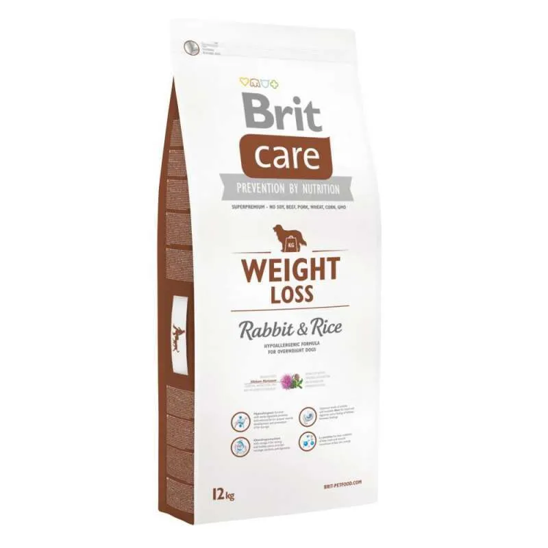 Brit Care Weight Loss гиппоаллергенный сухой корм с кроликом и рисом для собак с избыточным весом – 12 кг
