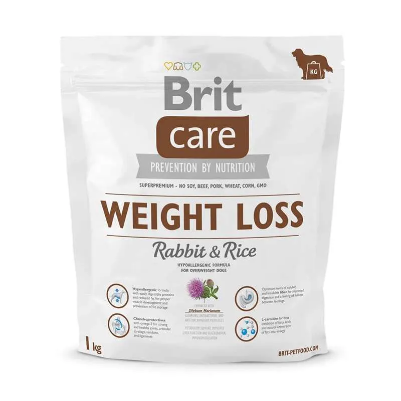Brit Care Weight Loss гиппоаллергенный сухой корм с кроликом и рисом для собак с избыточным весом – 1 кг