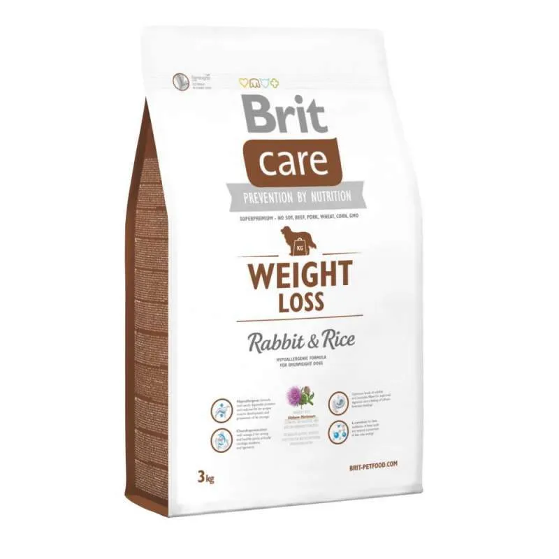 Brit Care Weight Loss гиппоаллергенный сухой корм с кроликом и рисом для собак с избыточным весом – 3 кг