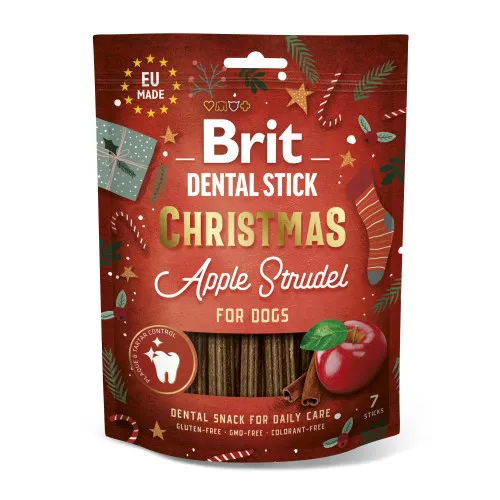 Brit Dental Stick Christmas Apple Strudel лакомство для собак рождественский яблочный штрудель 7 шт - 251 г
