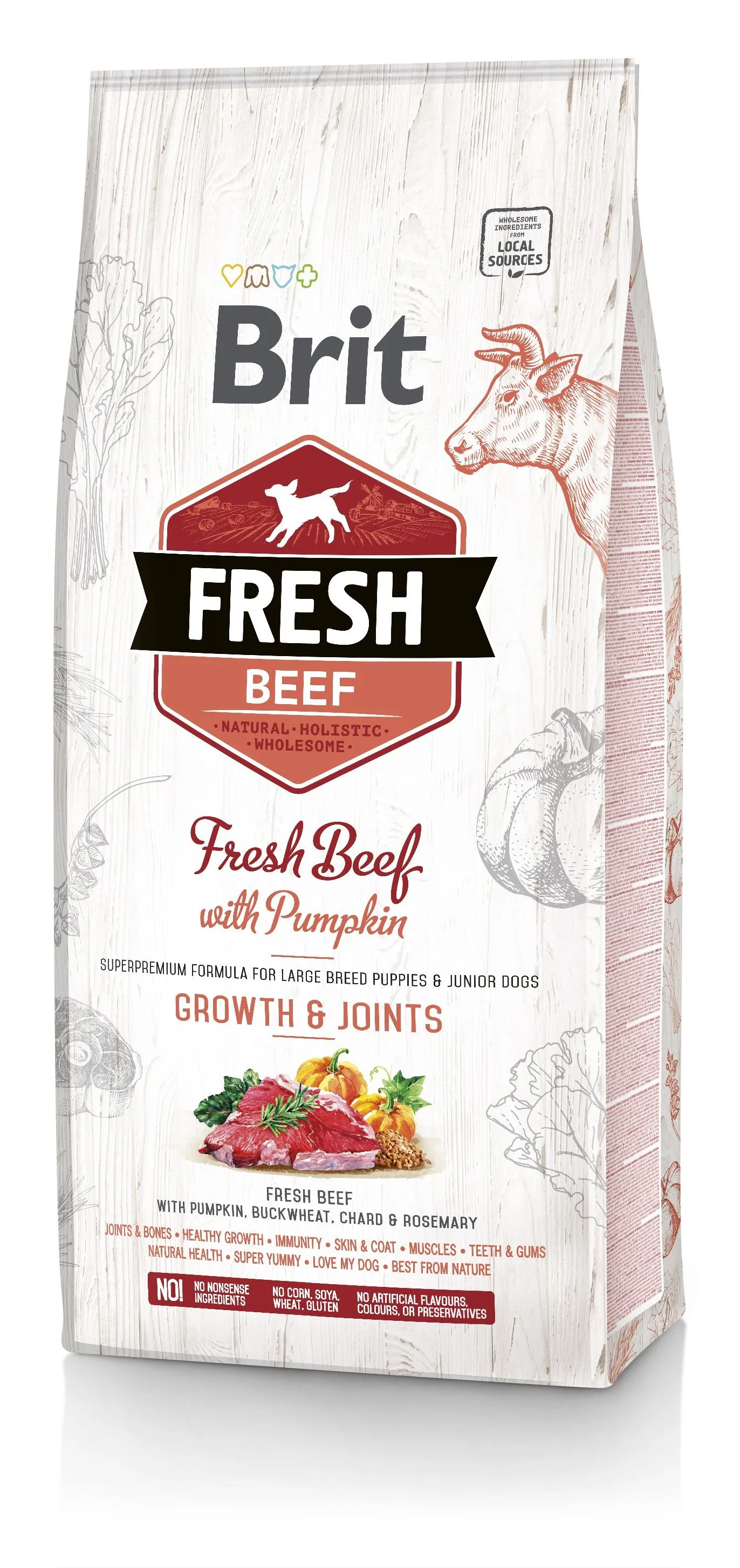 Brit Fresh Puppy Large Beef Pumpkin сухий корм для цуценят та молодих собак великих порід, з яловичиною та гарбузом - 12 кг