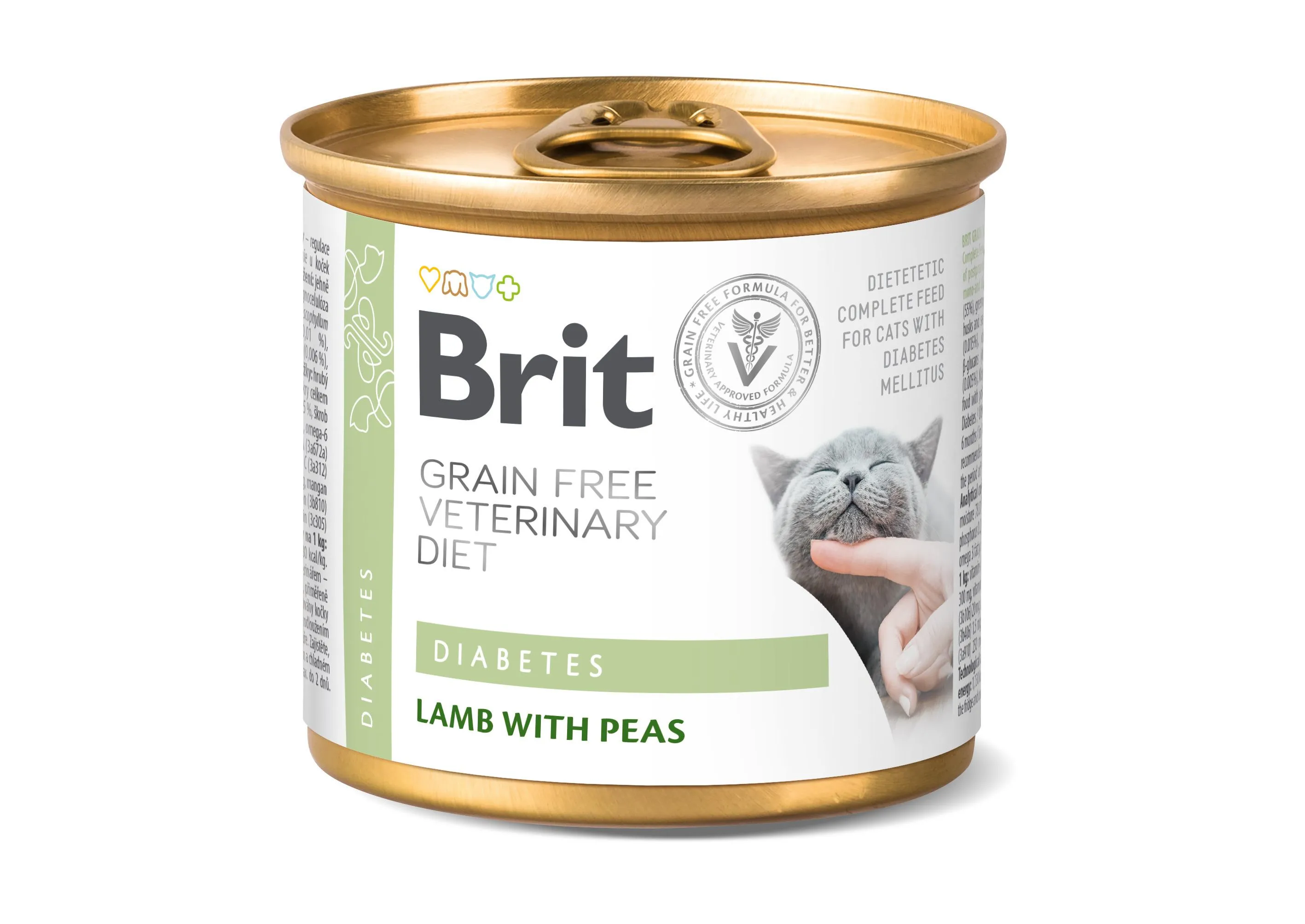 Brit GF Veterinary Diet Diabetes влажный корм для кошек, при сахарном диабете, с ягненком и горохом - 200 г