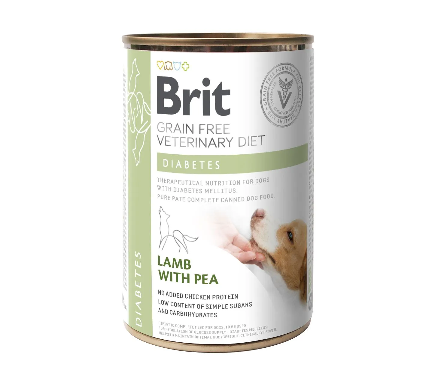 Brit GF Veterinary Diet Diabetes влажный корм для собак с сахарным диабетом, с ягненком и горошком - 400 г