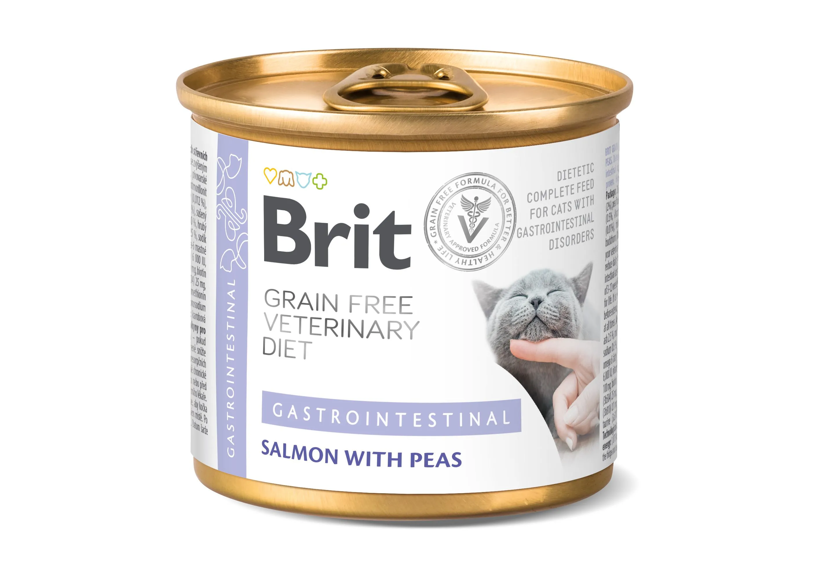 Brit GF Veterinary Diet Gastrointestinal влажный корм для кошек, при заболеваниях желудочно-кишечного тракта, с лососем и горохом – 200 г