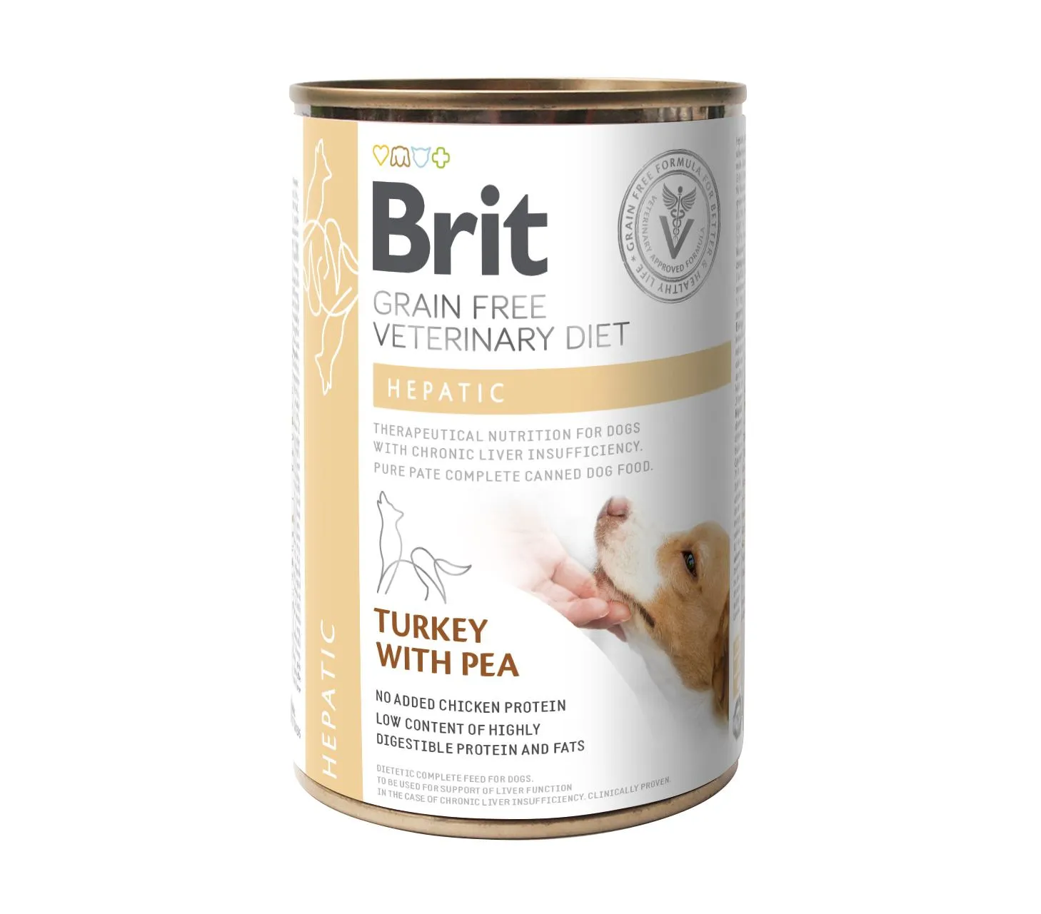Brit GF Veterinary Diet Hepatic влажный корм для собак, для поддержки работы печени, индейки и горошек - 400 г