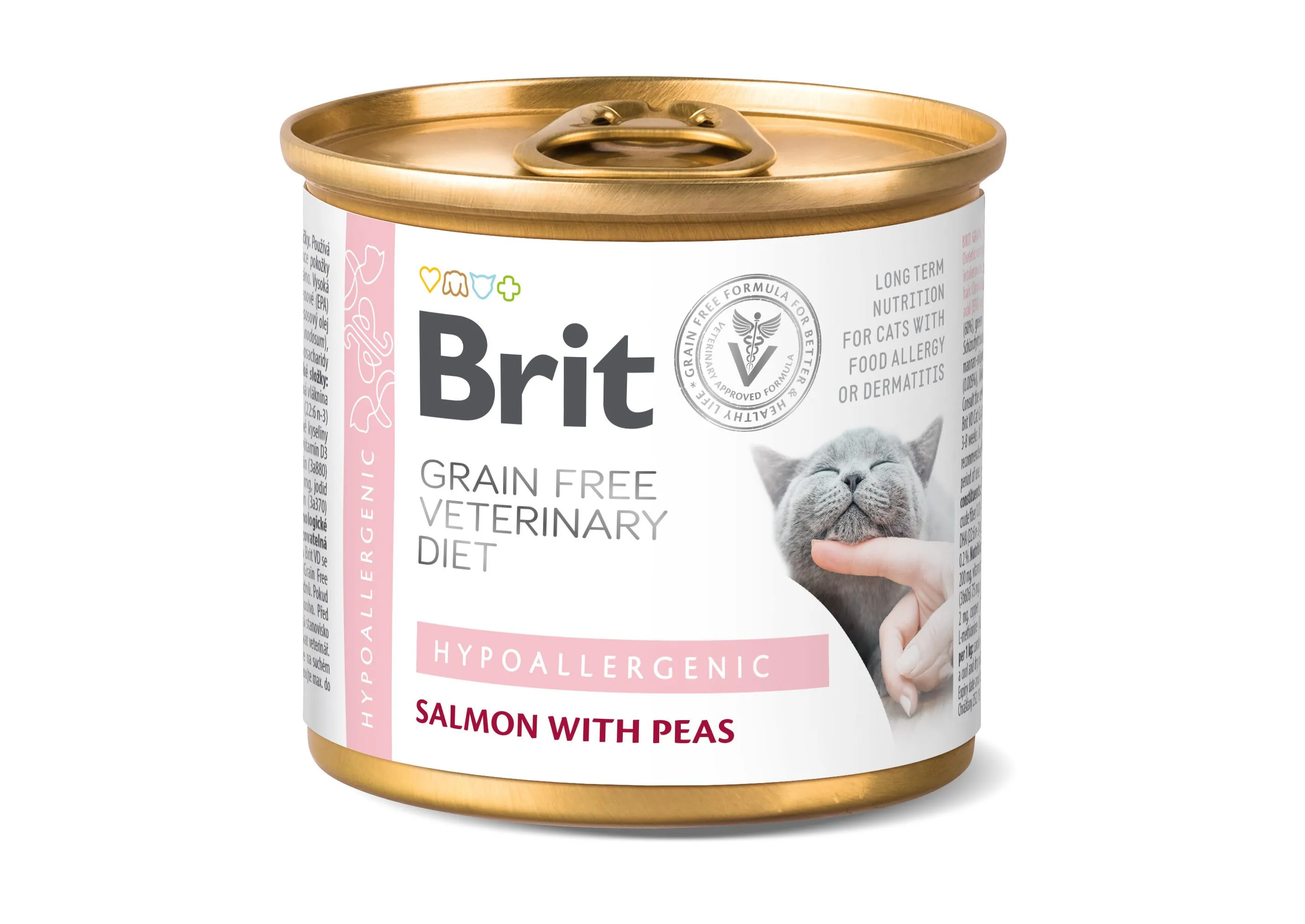 Brit GF Veterinary Diet Hypoallergenic влажный корм для кошек, с пищевой аллергией и непереносимостью, с лососем – 200 г