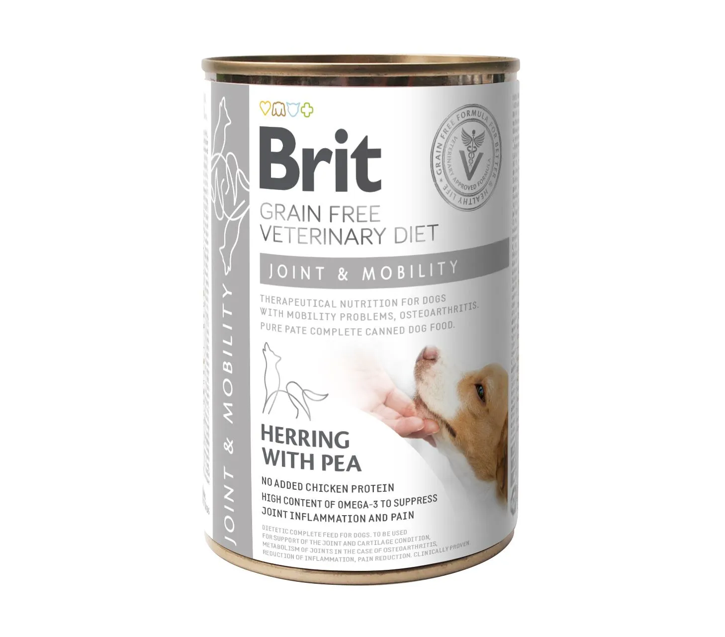 Brit GF Veterinary Diet Joint & Mobility влажный корм для собак, поддержка здоровья суставов, сельдь, индейка и горошек – 400 г