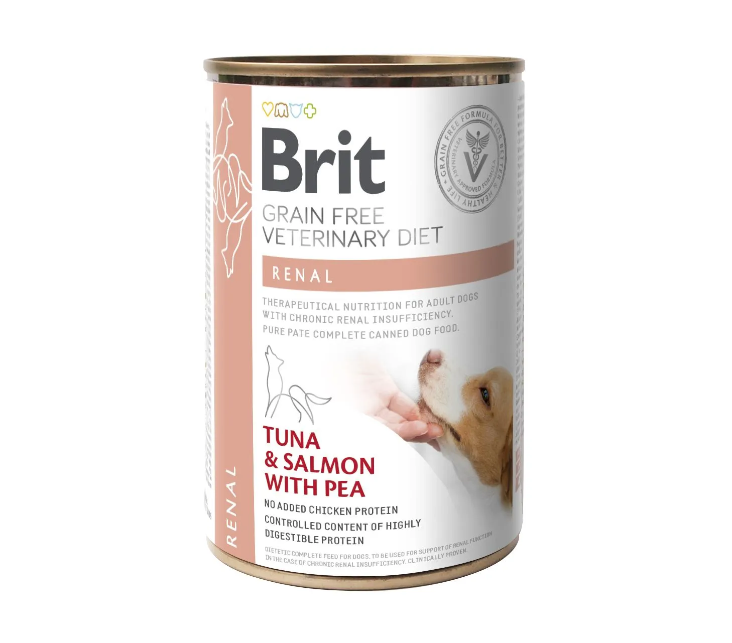 Brit GF Veterinary Diet Renal влажный корм для собак, при хронической почечной недостаточности, тунец, лосось и горошек – 400 г