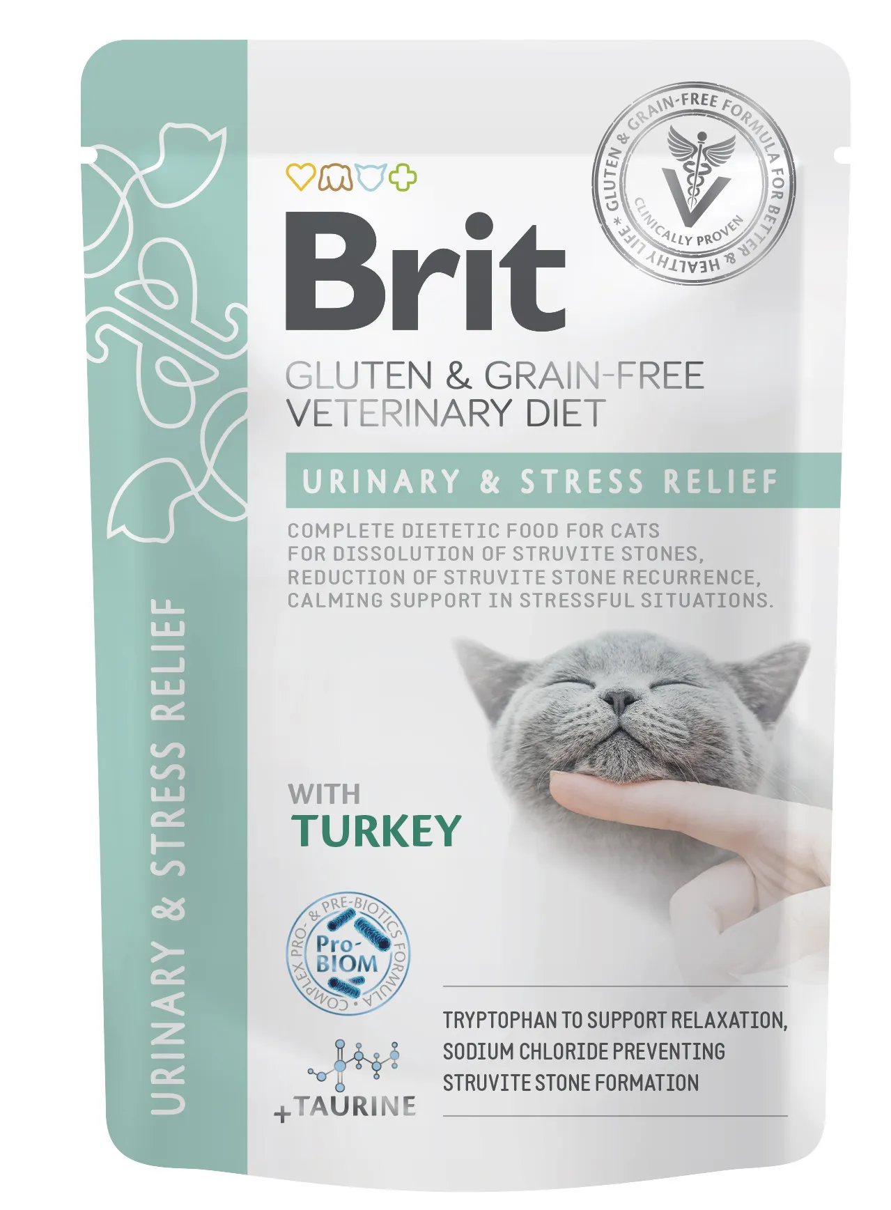 Brit GF Veterinary Diet Urinary and Stress Relief влажный корм для кошек, для растворения струвитных камней, с индейкой - 85 г